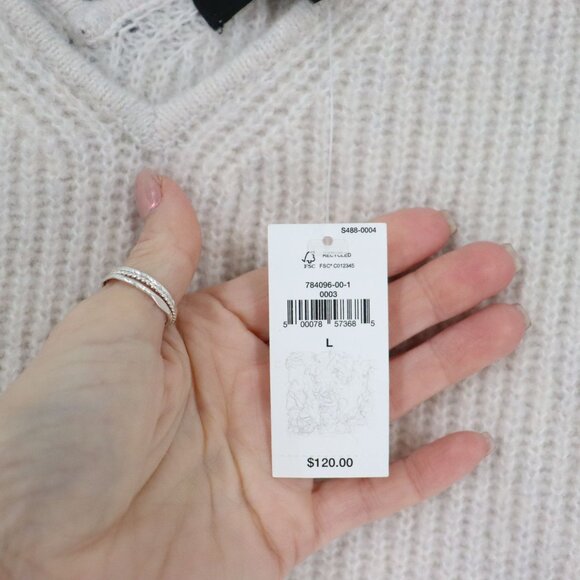 Banana Republic Yak Hair Wool Sweater Womens L Cream Quiet Luxury Classic NWT - Picture 8 of 15